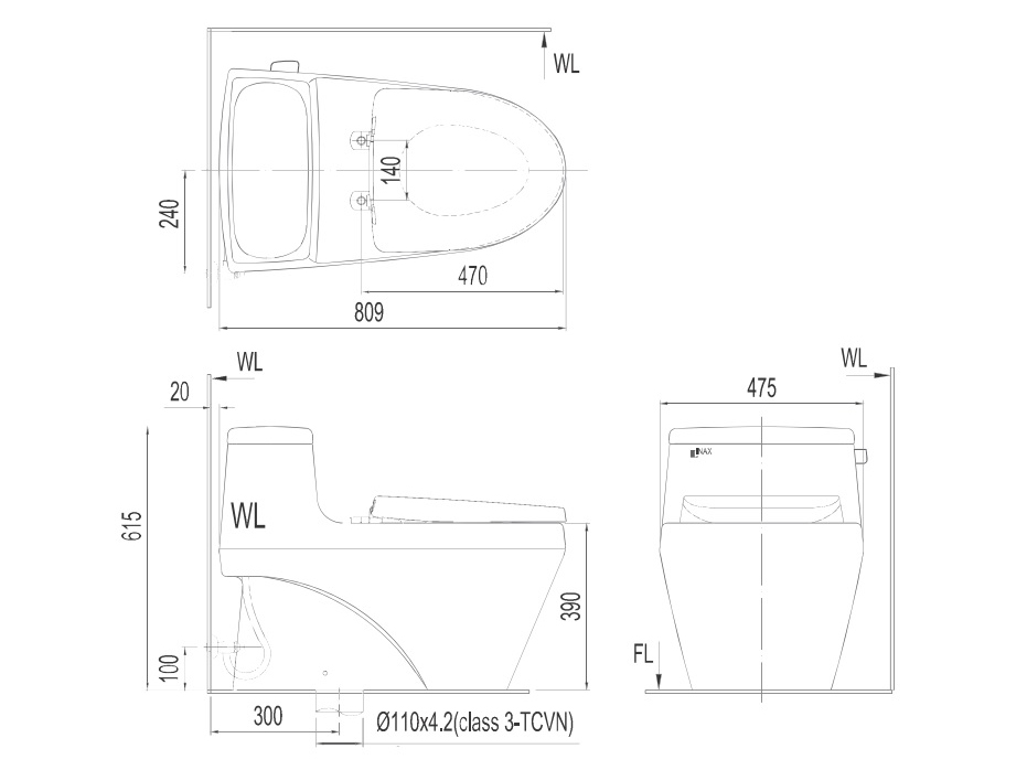 Bồn cầu 1 khối Inax AC-1135VN/BW1