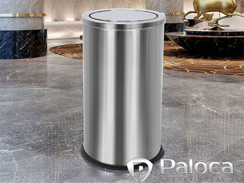 Thùng rác inox tròn nắp lật Paloca (250mm x 600mm)