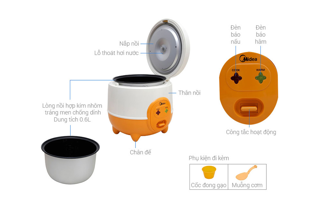 Nồi cơm điện Midea MR-CM06SD - 0,6 lít