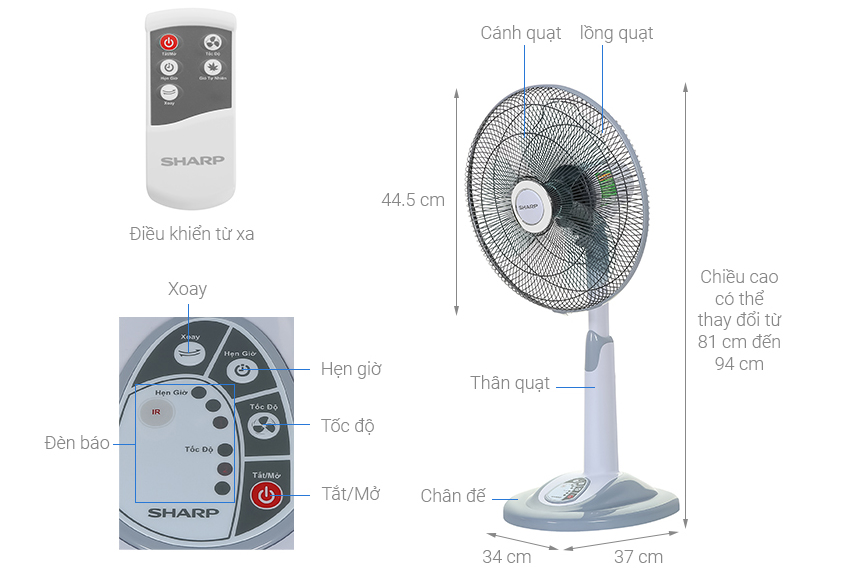 Quạt lửng Sharp PJ-L40RV-LG