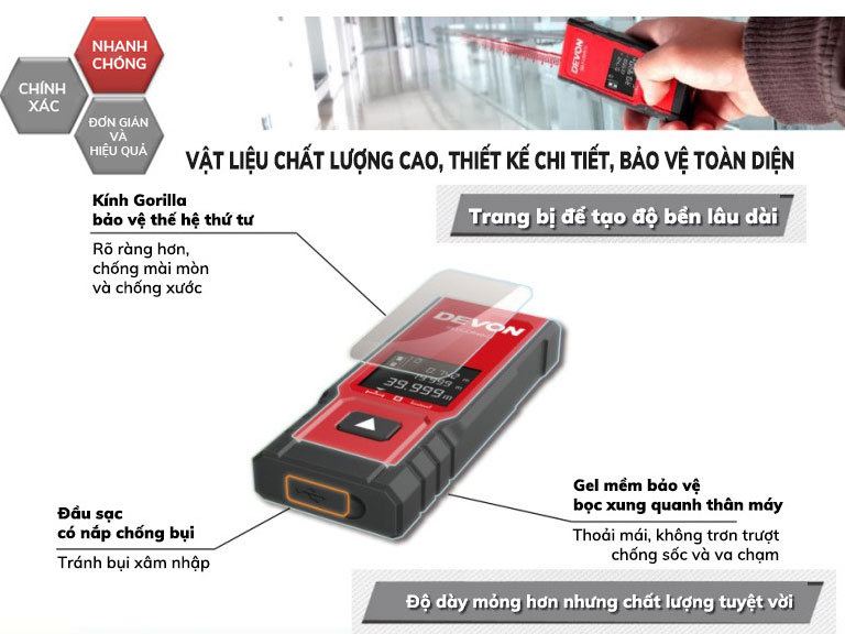 Máy đo khoảng cách laser 40m Devon 9815-LM40-Li