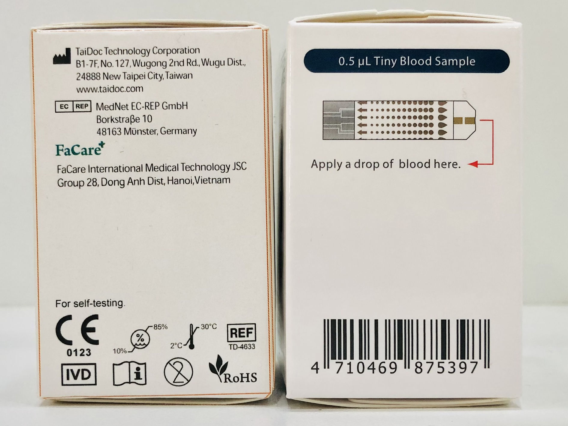 Hộp 25 que thử đường huyết (Glucose) và kim lấy máu cho máy đo đường huyết 5 trong 1 FC-M168