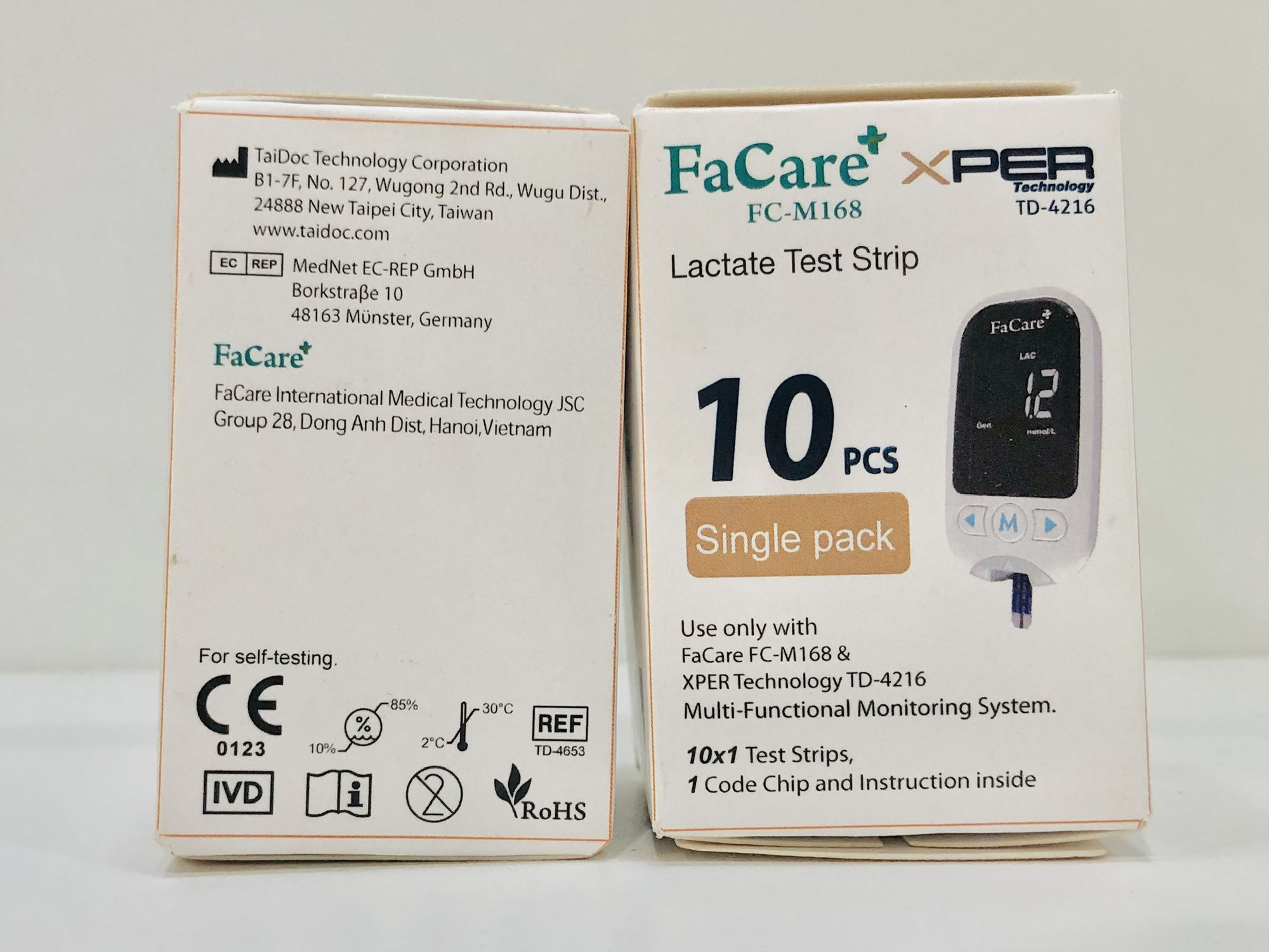 Hộp 10 que thử Lactate và kim lấy máu cho máy đo đường huyết 5 trong 1 FC-M168