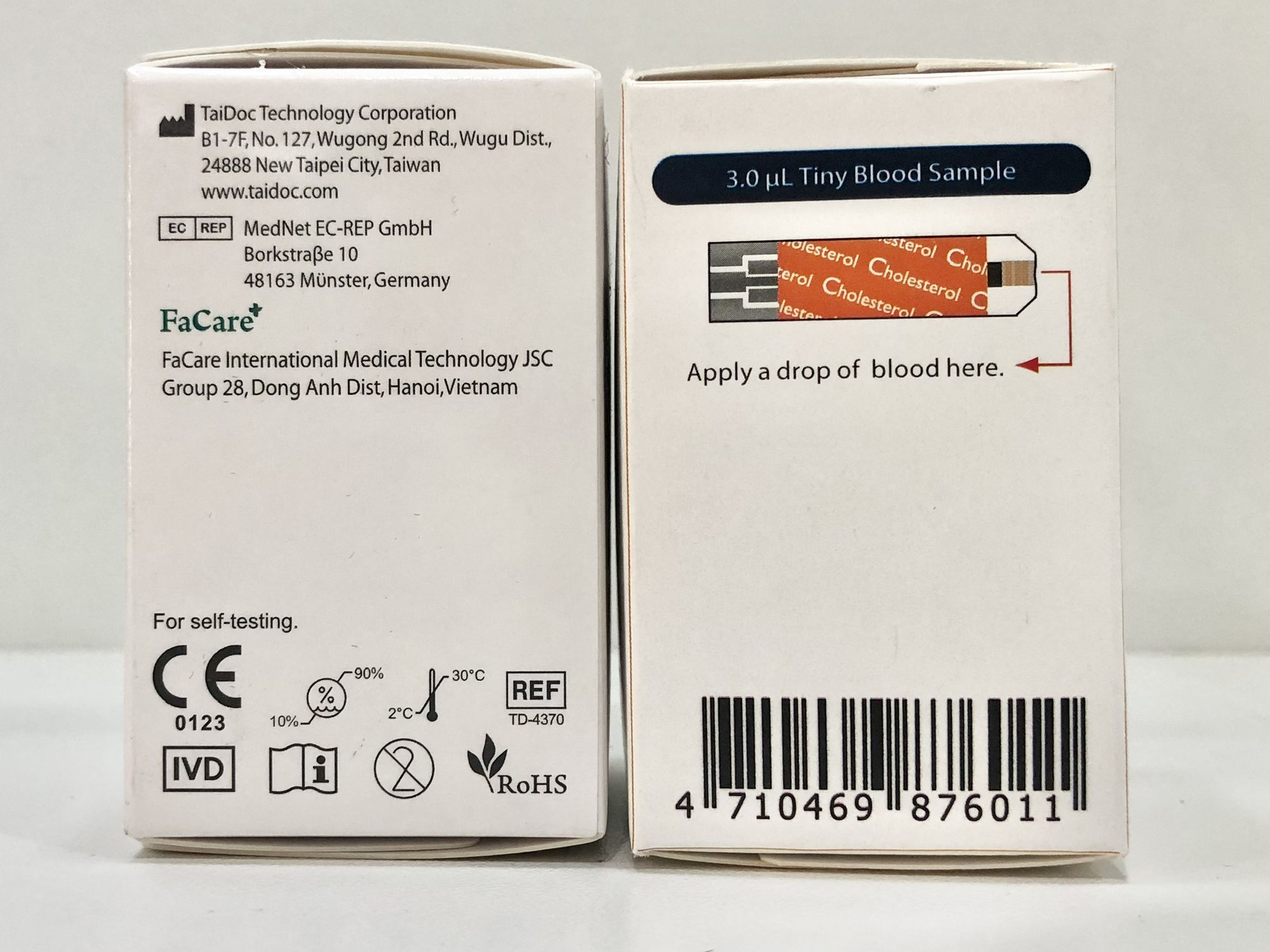 Hộp 10 que thử mỡ máu (Cholesterol) và kim lấy máu cho máy đo đường huyết 5 trong 1 FC-M168