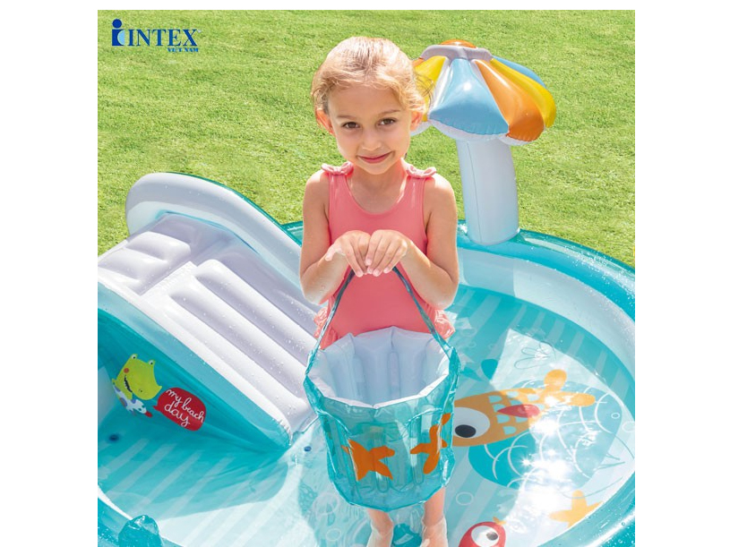 Bể bơi phao cầu trượt cá sấu có vòi phun mưa Intex 57165