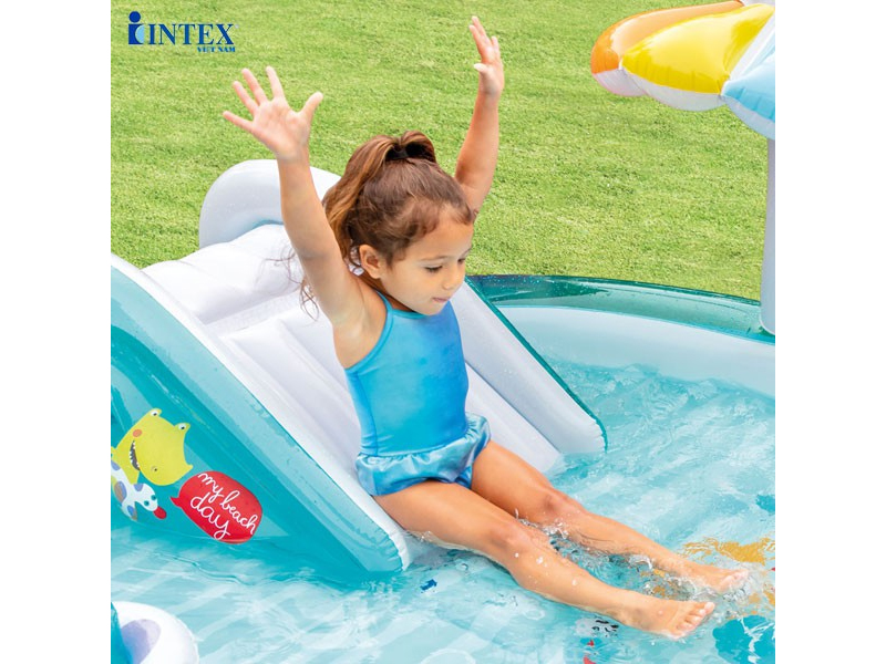 Bể bơi phao cầu trượt cá sấu có vòi phun mưa Intex 57165