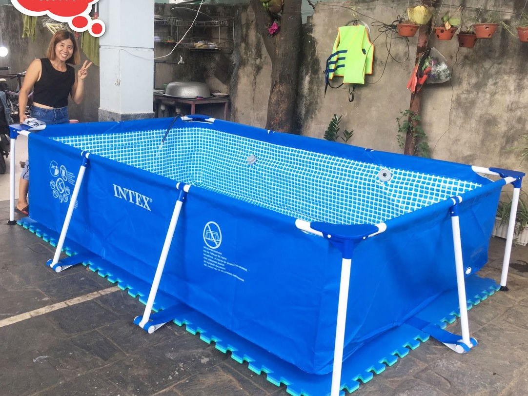 Bể bơi khung kim loại chữ nhật 300cm x 200cm x 75cm cao cấp Intex 28272