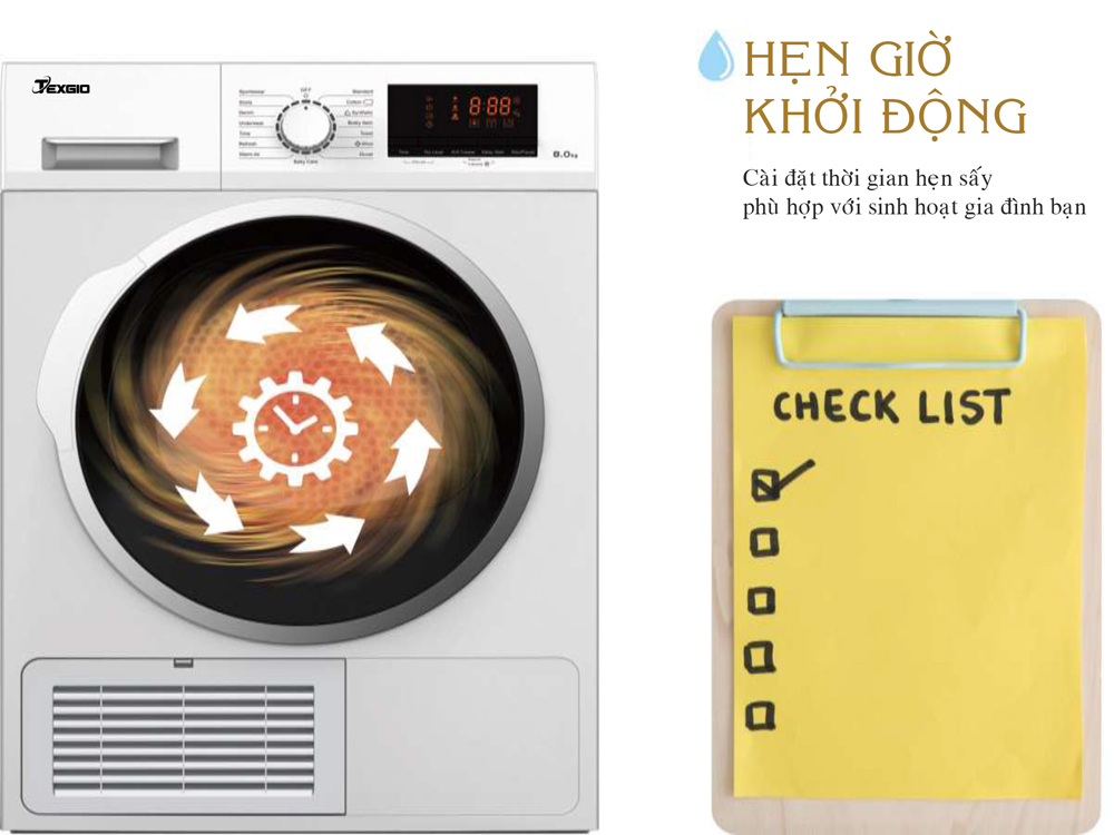Máy sấy quần áo ngưng tụ Texgio TGDC805 (8kg)