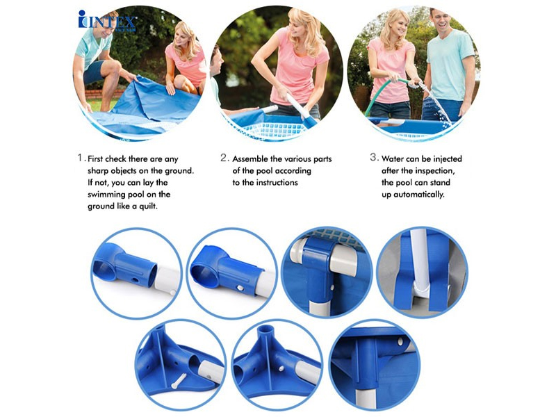 Bể bơi khung kim loại chữ nhật 260cm x 160cm x 65cm cao cấp Intex 28271