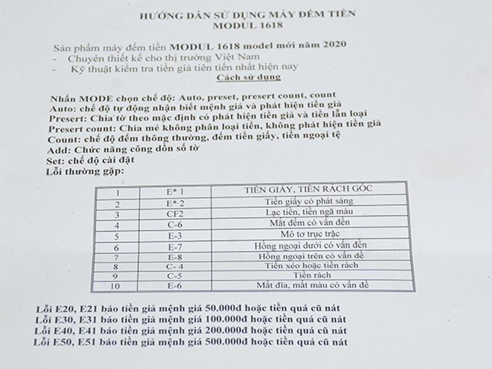 Máy đếm tiền Modul 1618