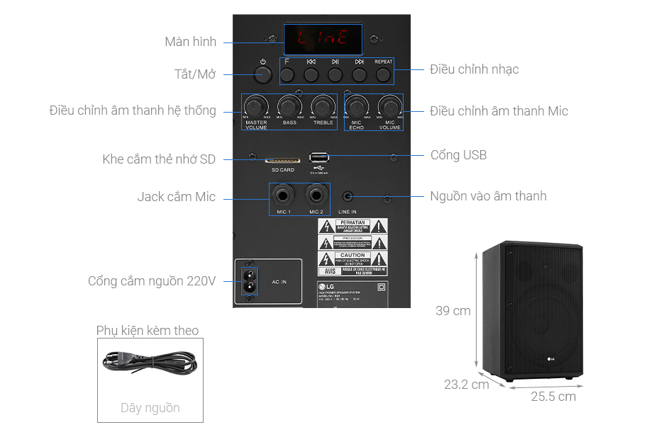 Loa karaoke LG RM1 (Bluetooth, 25W)