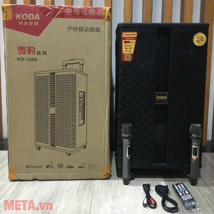 Loa kéo di động Koda KD-1209 (560W, kèm 2 mic không dây)
