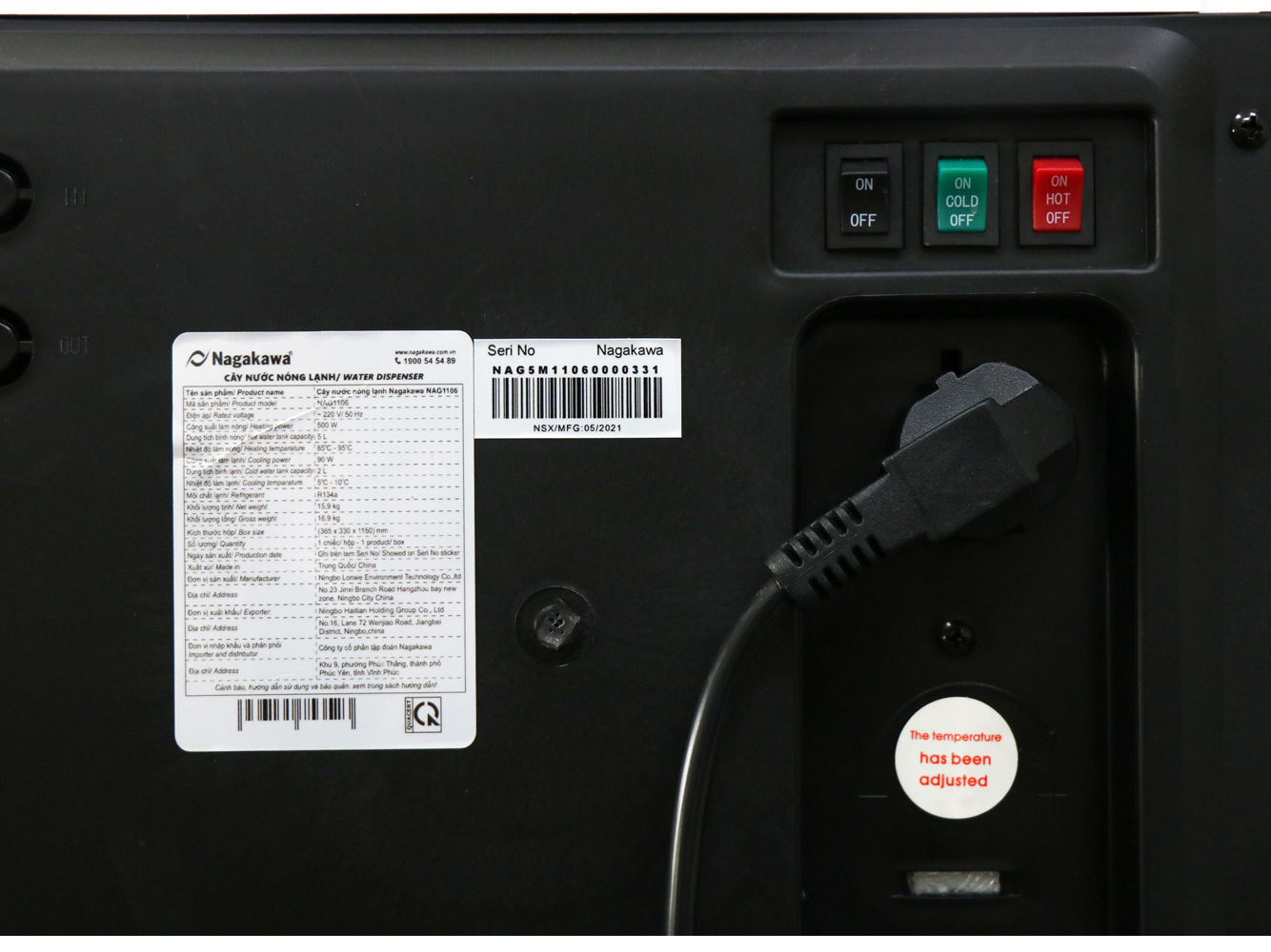 Cây nước nóng lạnh Nagakawa NAG1106 - Công nghệ Block làm lạnh sâu, bình chứa inox 304