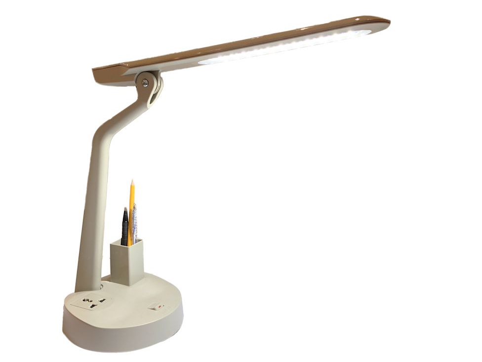 Đèn bàn học bóng Led 7W Lioa 02BD-ST (Có hộp đựng bút, ổ cắm đa năng, ánh sáng trắng)