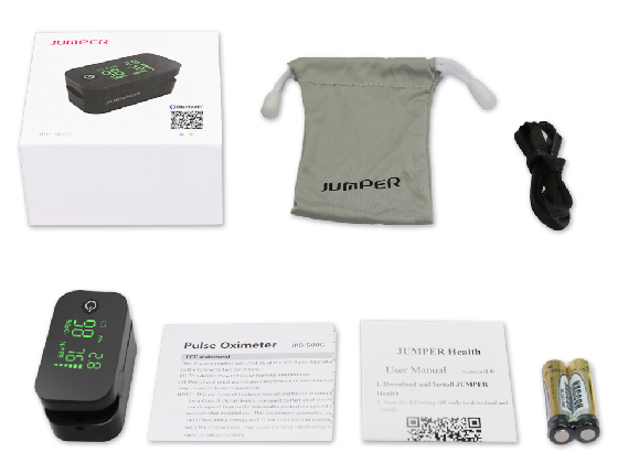 Máy đo nồng độ oxy và nhịp tim Jumper JPD 500G (Màn hình Led, kết nối bluetooth)