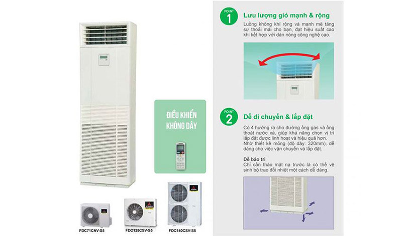 Điều hòa tủ đứng 1 chiều Mitsubishi Heavy 42.000 BTU FDF125CSV-S5/FDC125CSV-S5 (3 pha, Gas R410A)