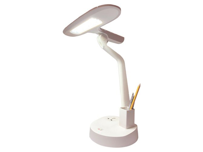 Đèn bàn học ngang bóng Led 7W Lioa 02BN-DM (có hộc đựng bút và ổ cắm đa năng, ánh sáng đổi màu)