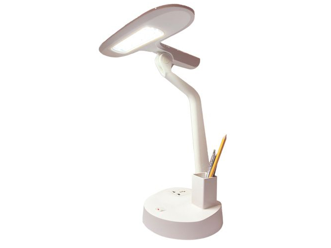 Đèn bàn học ngang bóng Led 7W Lioa 02BN-ST (có hộc đựng bút và ổ cắm đa năng, ánh sáng trắng)