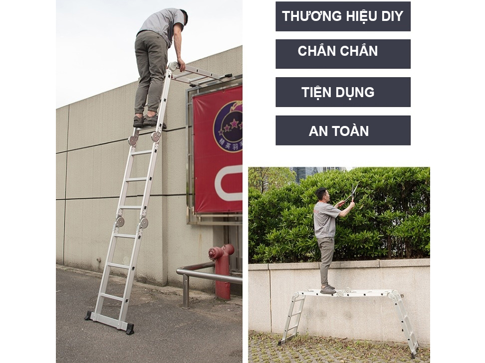 Thang nhôm gấp 4 đoạn DIY TLG-3D