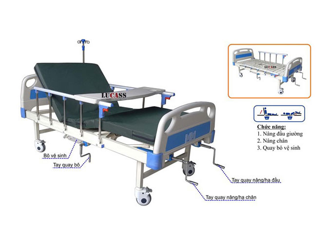 Giường bệnh nhân 3 tay quay Lucass GB-3A (GB-C43)