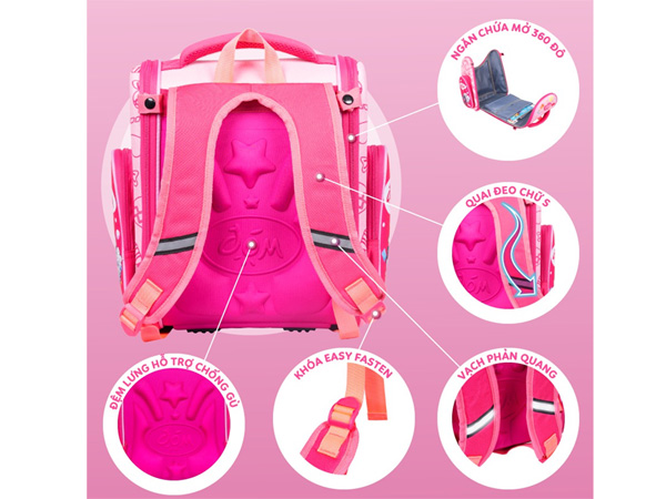 Balo chống gù Lớp học mật ngữ Đóm Active Pink A-BL11002