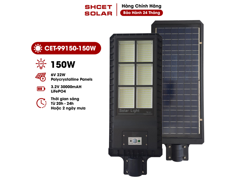 Đèn năng lượng mặt trời Solar SHCET CET-99150-150W (chiếu sáng 120m2, chưa gồm chân đế)