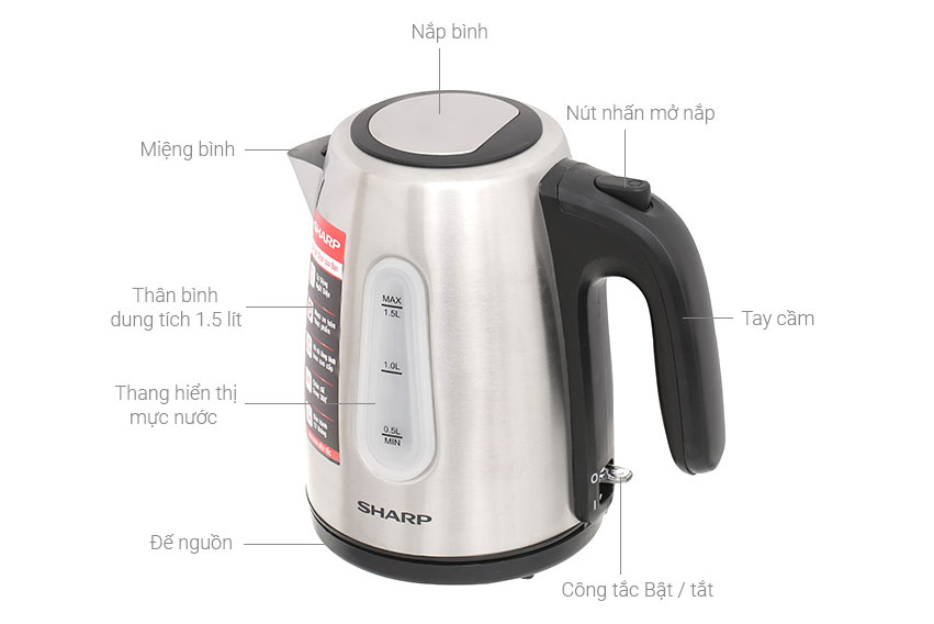 Bình đun siêu tốc Sharp 1.5 lít EKJ-15EVS-ST