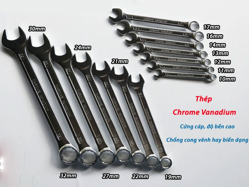 Bộ cờ lê vòng miệng 14 chi tiết Whirlpower 124-TV01-0414