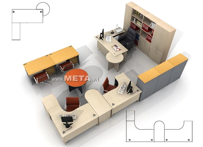 Bàn làm việc CP1600HR (1.600mm x 1.200mm x 750mm)