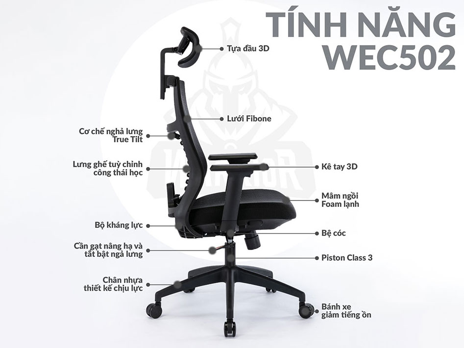 Ghế công thái học ergonomic Warrior Hero series WEC502