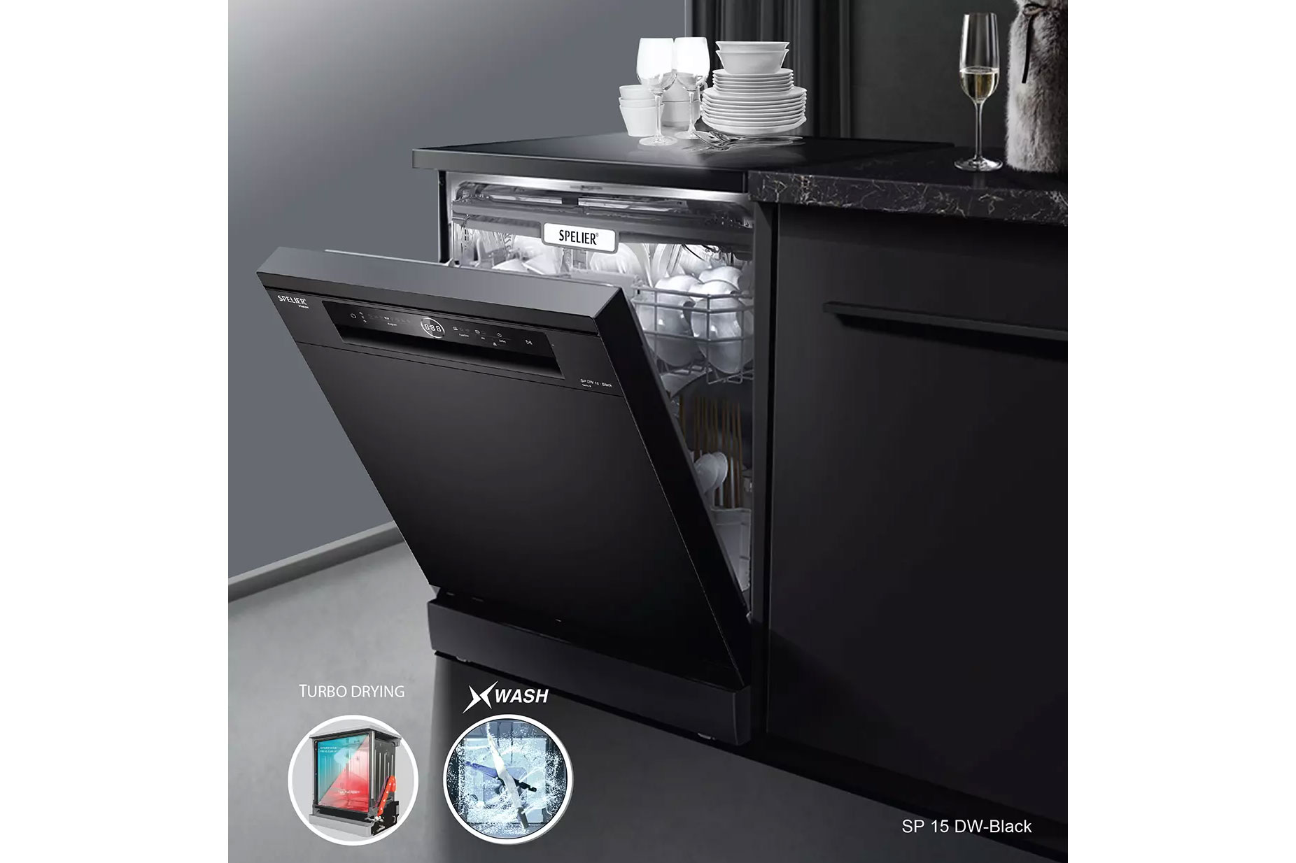 Máy rửa bát Spelier SP-15DW Black