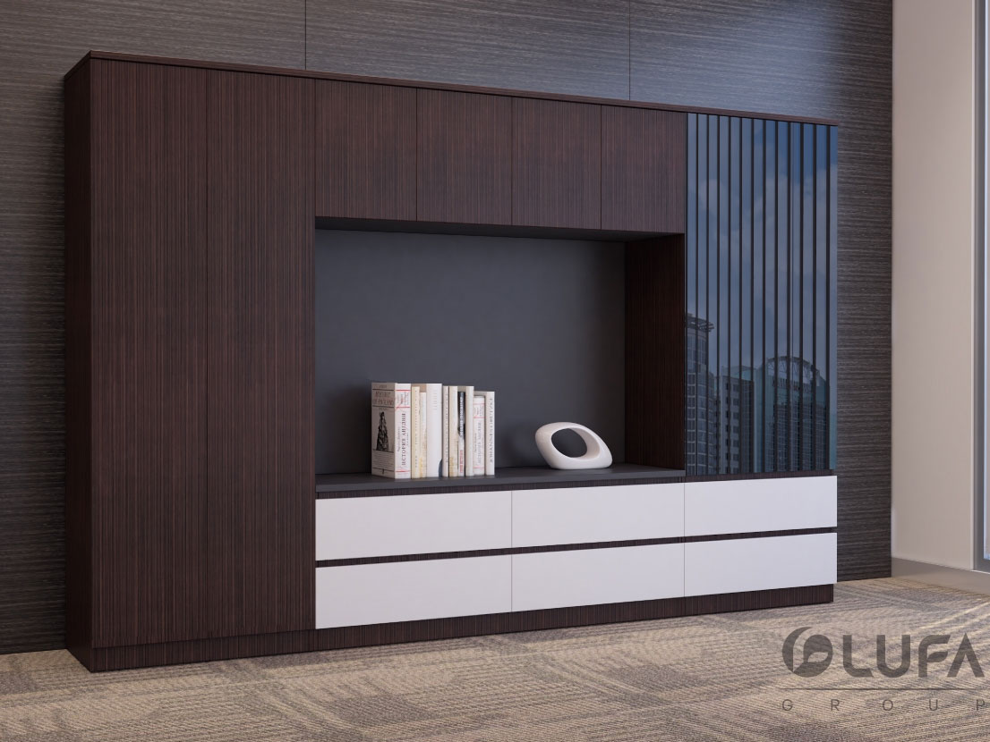 Tủ giám đốc phong cách Italia Fami Lufa E02-C2400L (2.400 x 480 x 2.097 mm)