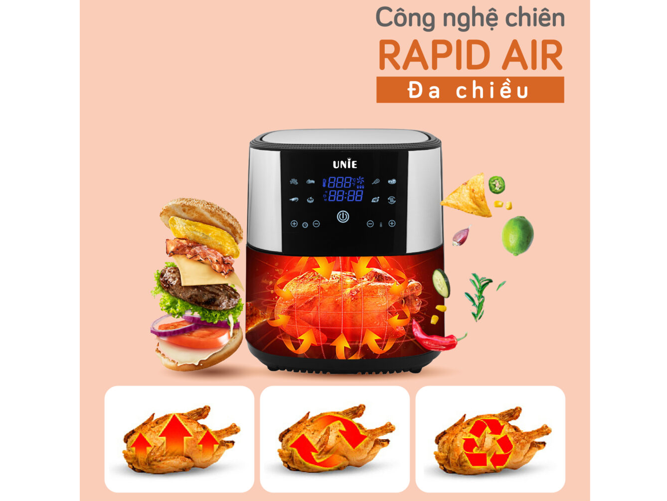 Nồi chiên không dầu Unie UE-800 - 8 lít