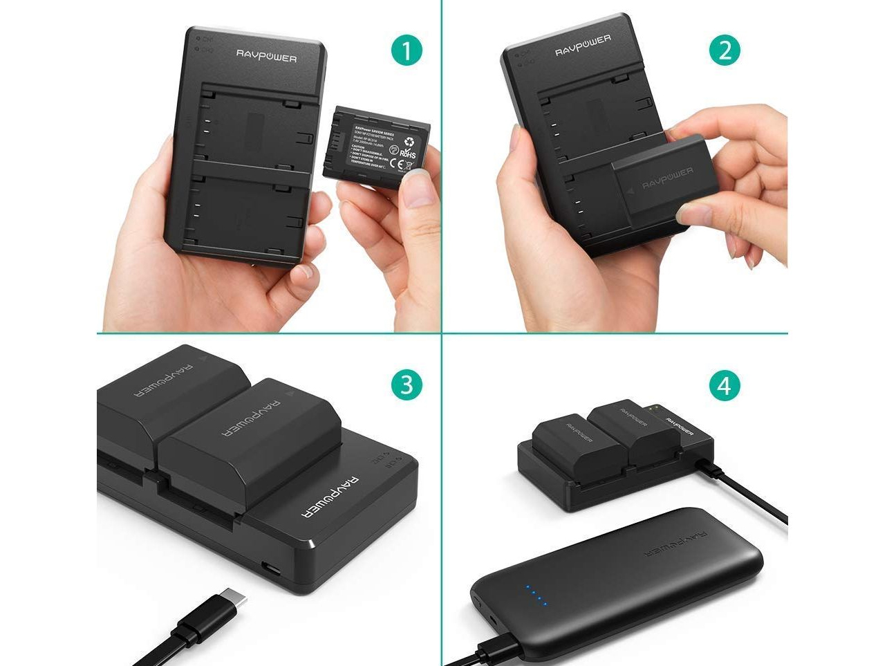 Bộ 2 pin và sạc kép RAVPower RP-BC018 dành cho Sony (NP-FZ100)