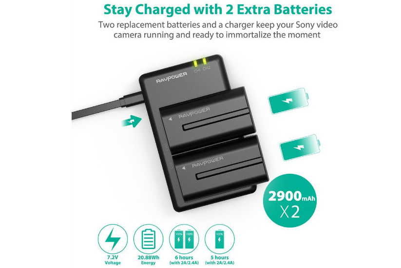 Pin máy quay Sony NP-F550 Ravpower RP-BC006 (2 pin 2.900mAh)