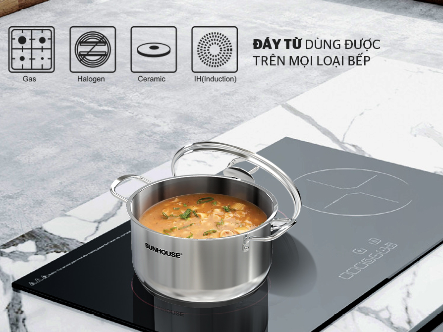 Bộ nồi chảo inox 5 món EASY COOK Sunhouse SHG996E