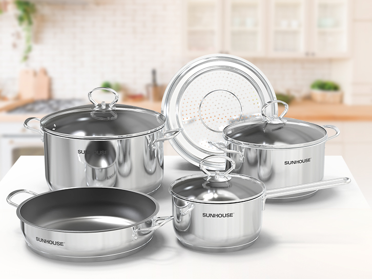 Bộ nồi chảo inox 5 món EASY COOK Sunhouse SHG996E