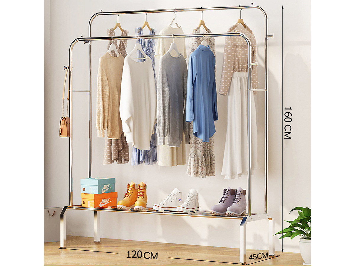 Giá treo quần áo inox 2 thanh 1 tầng Vando 120cm 5210