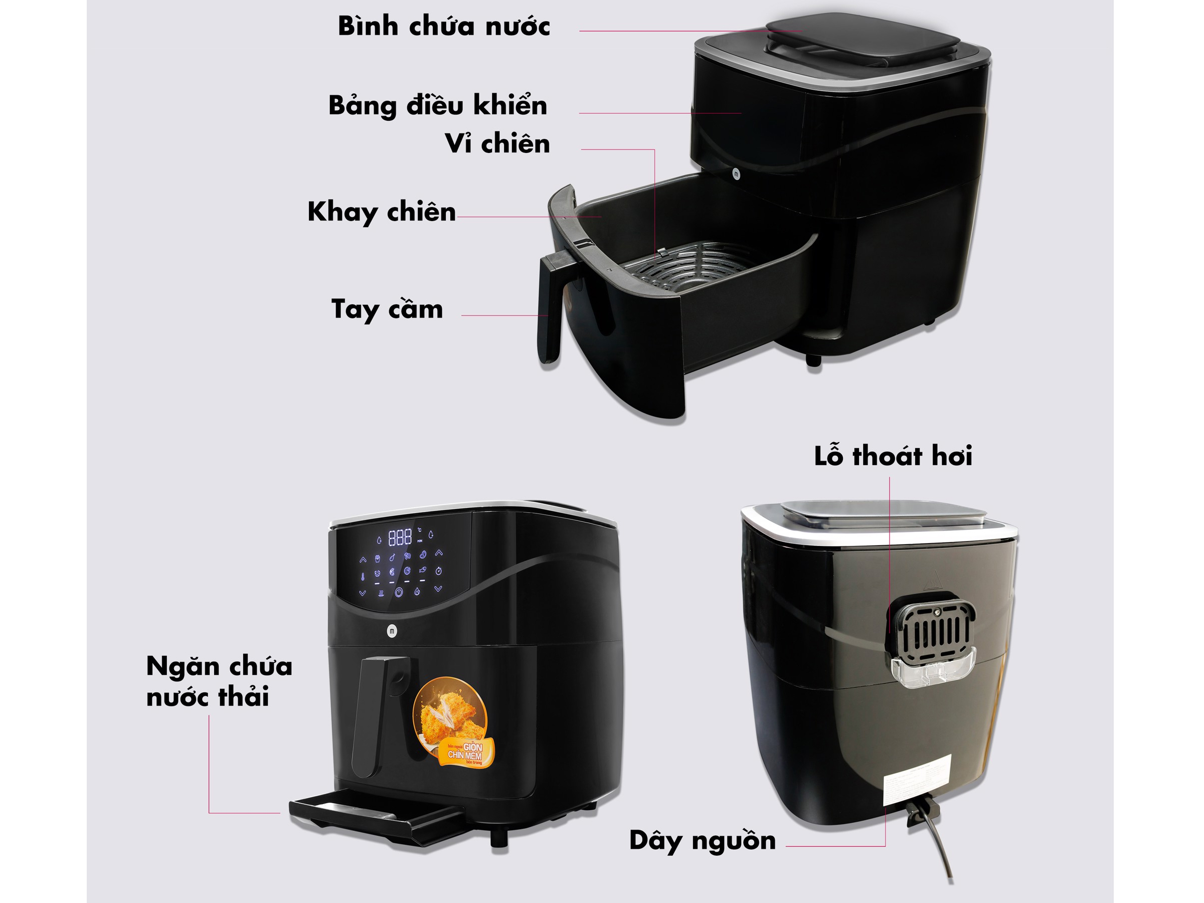 Nồi chiên không dầu hơi nước Mishio MK302 7 lít