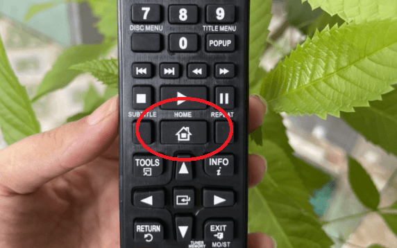 Bạn nhấn nút HOME (nút hình ngôi nhà) trên điều khiển 