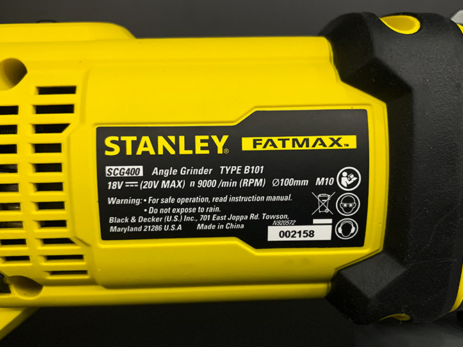 Thân máy mài góc dùng pin 20V Stanley SCG400