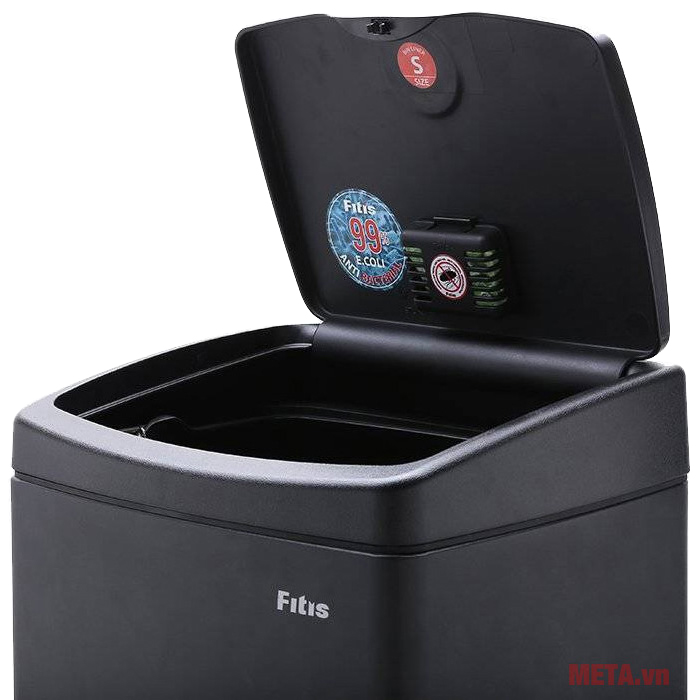 Thùng rác inox nhấn vuông lớn Fitis STL1-903 - 22 lít (Đen)