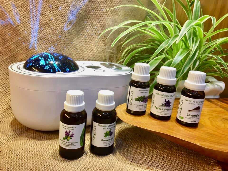 Máy khuếch tán tinh dầu Aroma tạo độ ẩm xông tinh dầu màn hình chiếu 3D - 2 đầu phun - 1 lít