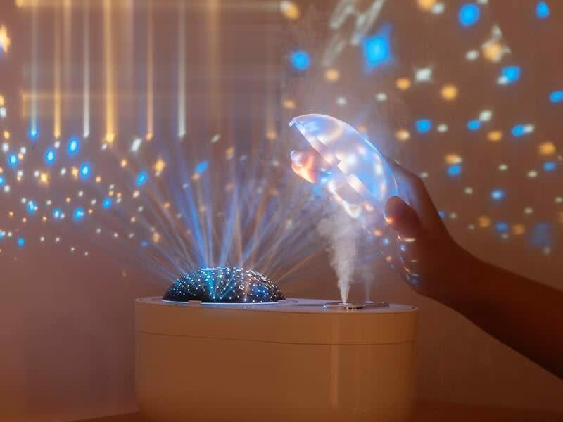 Máy khuếch tán tinh dầu Aroma tạo độ ẩm xông tinh dầu màn hình chiếu 3D - 2 đầu phun - 1 lít