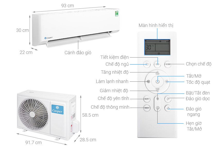 Điều hòa 1 chiều Casper 18.000 BTU LC-18FS32