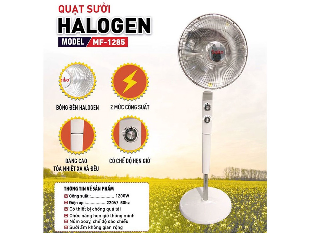 Quạt sưởi Saiko halogen MF-1285