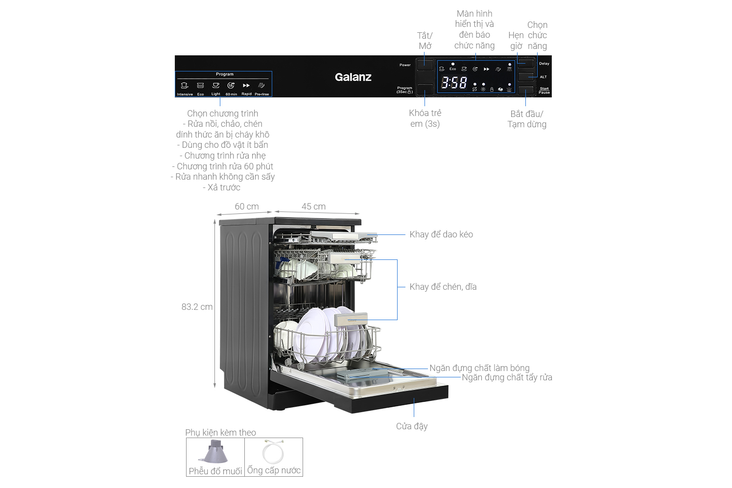 Máy rửa chén độc lập Galanz W45A3A401S-0E1(B)