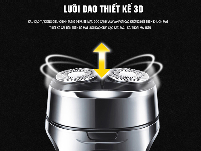 Máy cạo râu 2 lưỡi kép chống thấm nước Flyco FS-879VN