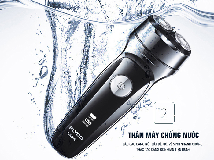 Máy cạo râu 2 lưỡi kép chống thấm nước Flyco FS-879VN