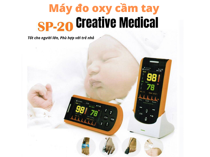 Máy đo nồng độ oxy trong máu SpO2 cầm tay Creative Medical SP-20